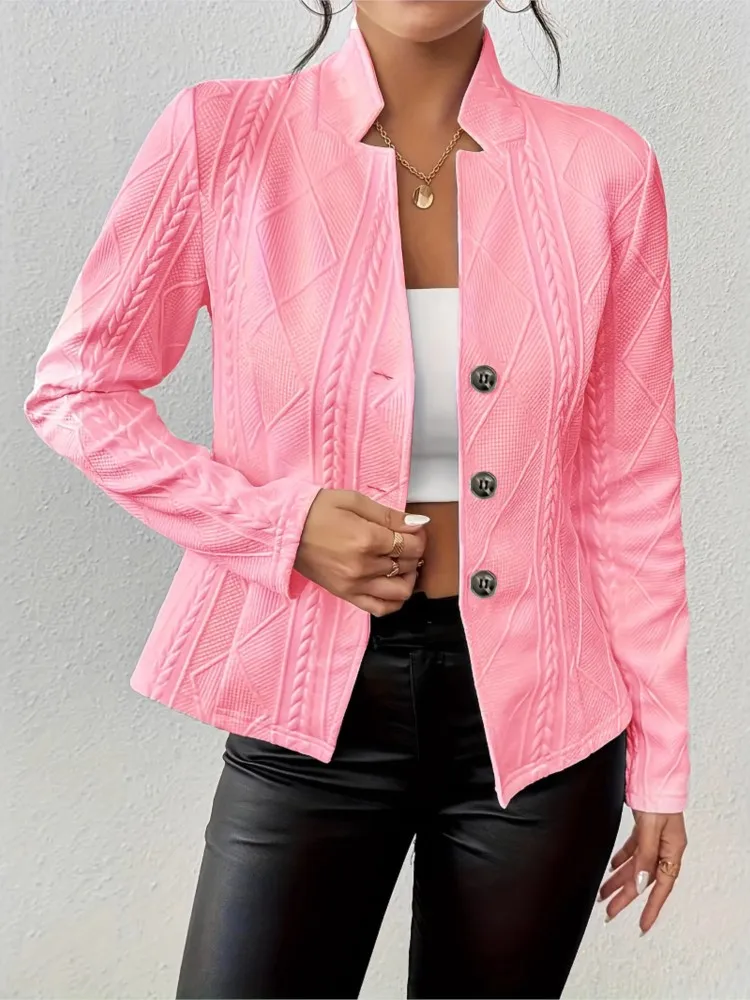 Fashion Solid Suit Coat Lady Elegant Long Sleeve V Neck Button Coats Tops For Women Casual Office Womens Clothing Spring Autumn