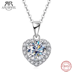 AnuJewel 1ct D kolor serce Moissanite wisiorek 925 srebro 40 + 2 + 3cm naszyjnik biżuteria ślubna hurt