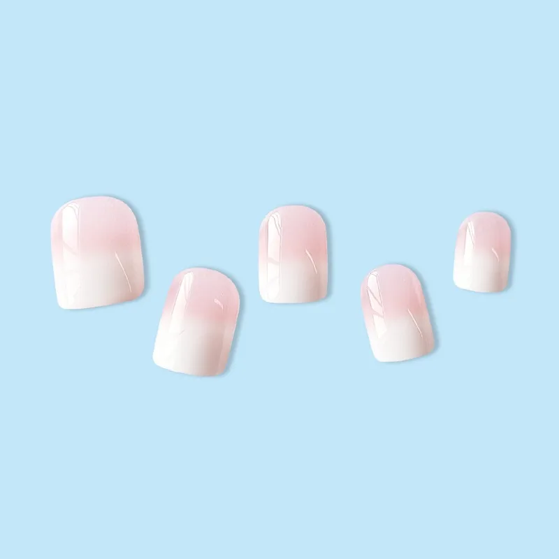 Unhas postiças acrílicas reutilizáveis para meninas, adesivo com cola, meio de manicure, imprensa nas unhas, conjunto completo, gradiente doce, 24 peças, verão