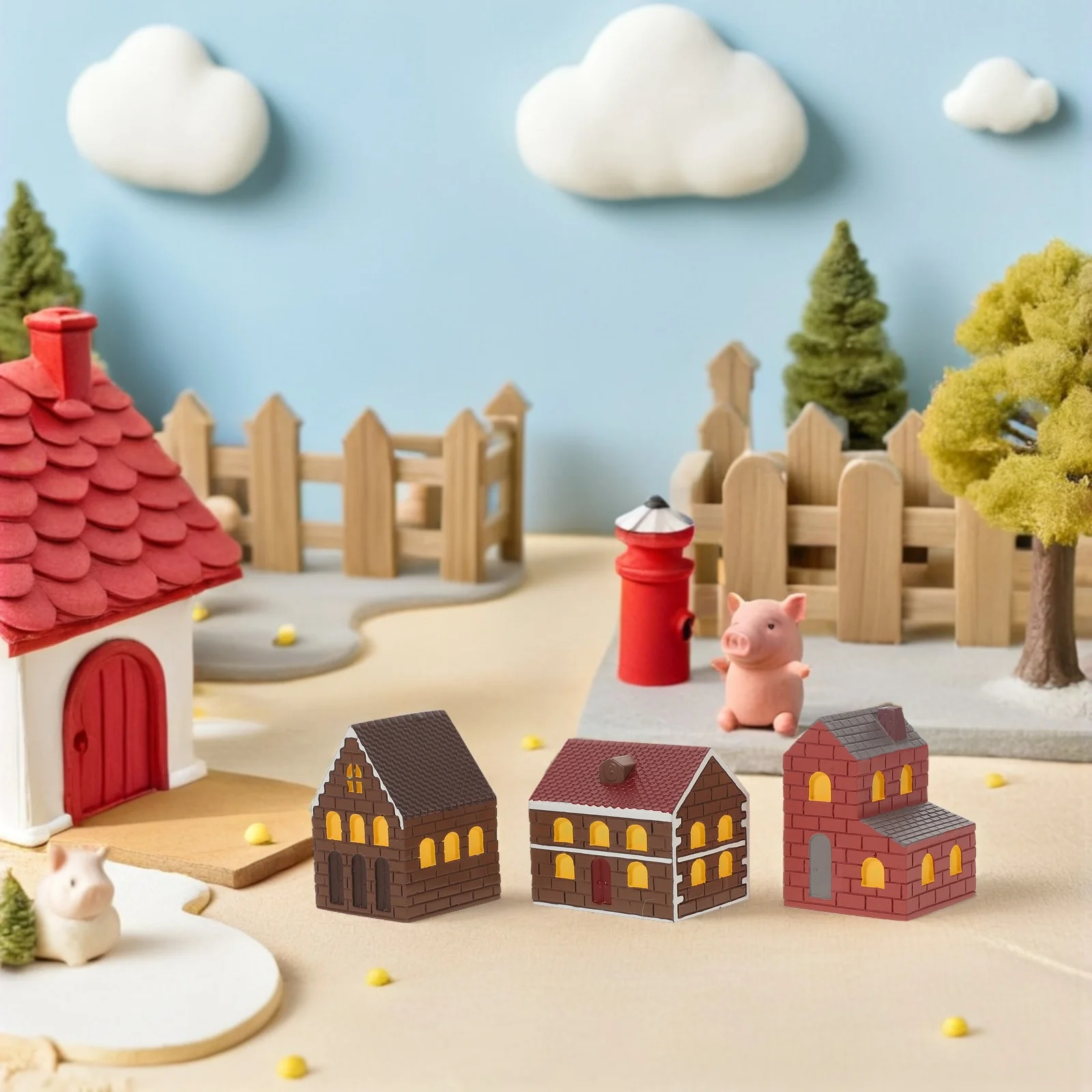 

3Pcs Miniature Japanese House Kits Building for Fairy Garden Accessories Bonsai Decor Micro Landscape Figurines