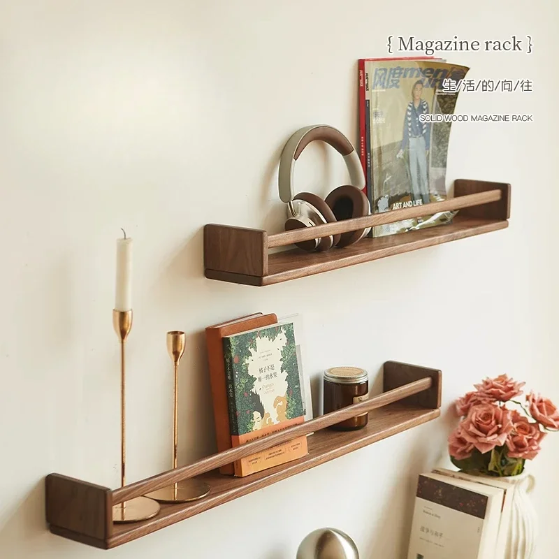 Black Walnut Partition Holder Living Room Kitchen Display Stand Picture Book Magazine Storage Rack Raised Guardrail Wall Decor