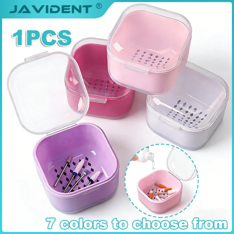 1Pcs Nail File Disinfection Box, Double-Layer Filtered Thickened Soaking Box, Dental Aligner Storage and Cleaning Box