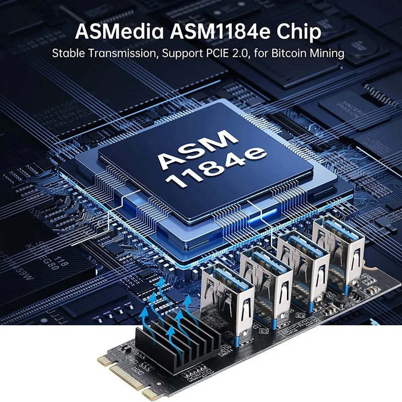 M.2 nvme KEY-M〜4ポートpci-e 1x usb 3.0,m.2 b-key pcci-eアダプターカード,btc miner eoreumマイニング用