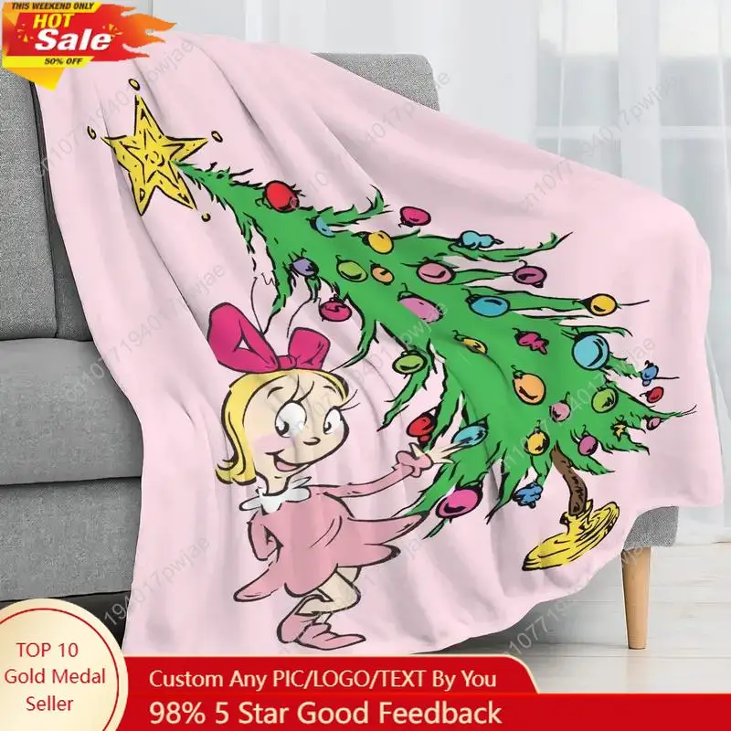 

Embrace Christmas With The Cindy-Lou Who Good Flannel Printed Outdoor Blanket christmas gift gingerbread Custom blankets