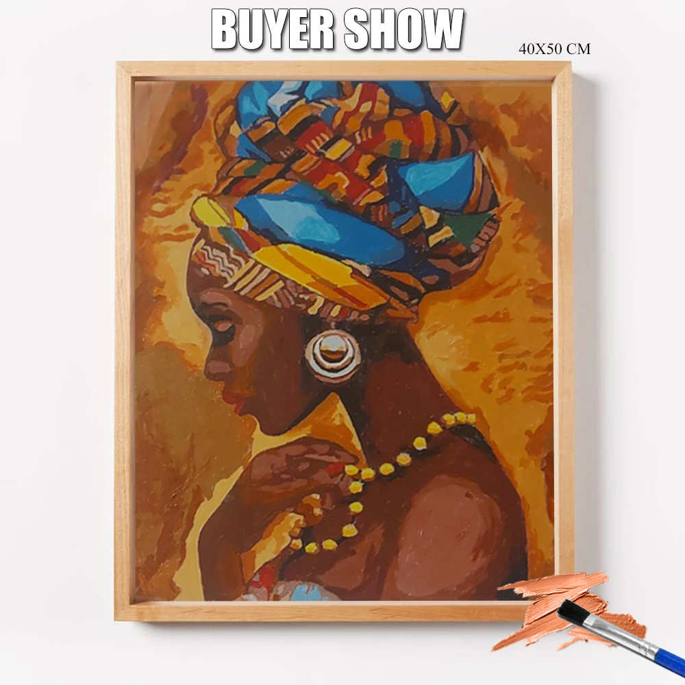 HUACAN Oil Painting By Numbers African Girl Handpainted Pictures By Numbers Woman Figure For Adults Unique Gift Home Decoration