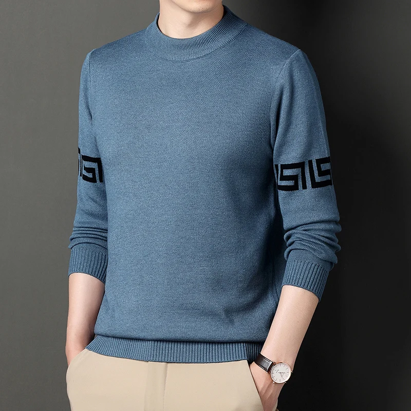

Spring and Autumn Youth Round Neck T-shirt Fashion Casual Men's Sweater Solid Color Base Knitted Sweater Versatile Men's Wear
