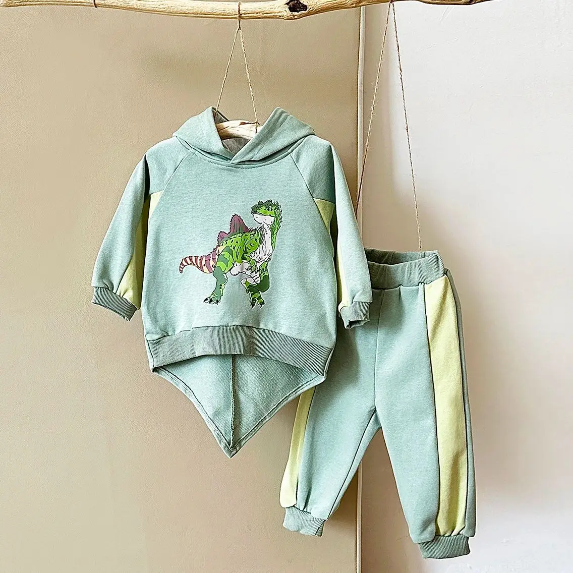 2024 Newborn Baby Little Dinosaur Clothes Sets New Autumn Cartoon Triangle Tail Hoodie Pants Infant Toddler 0-3Y Baby Boys Girls