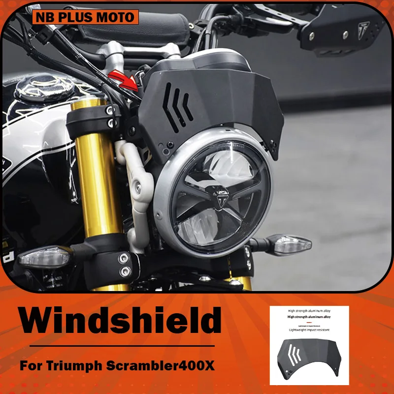 【Premium】For Triumph Scrambler 400X Custom Aluminum Windshield, Retro Headlight Covers, Air Deflectors, and Decorative Covers