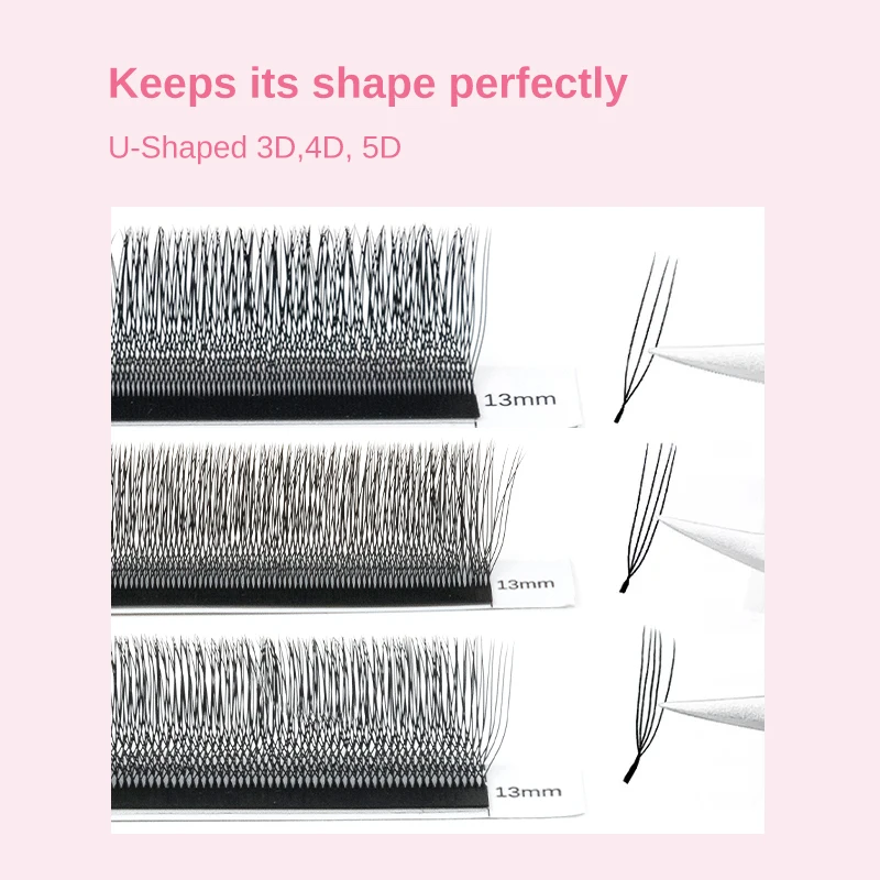 ARTSTAR U Shaped 3D 4D 5D Eyelash Extensions Natural Soft U Shaped W Bloom Lashes Premade Fans Volume Mink False Eyelashes