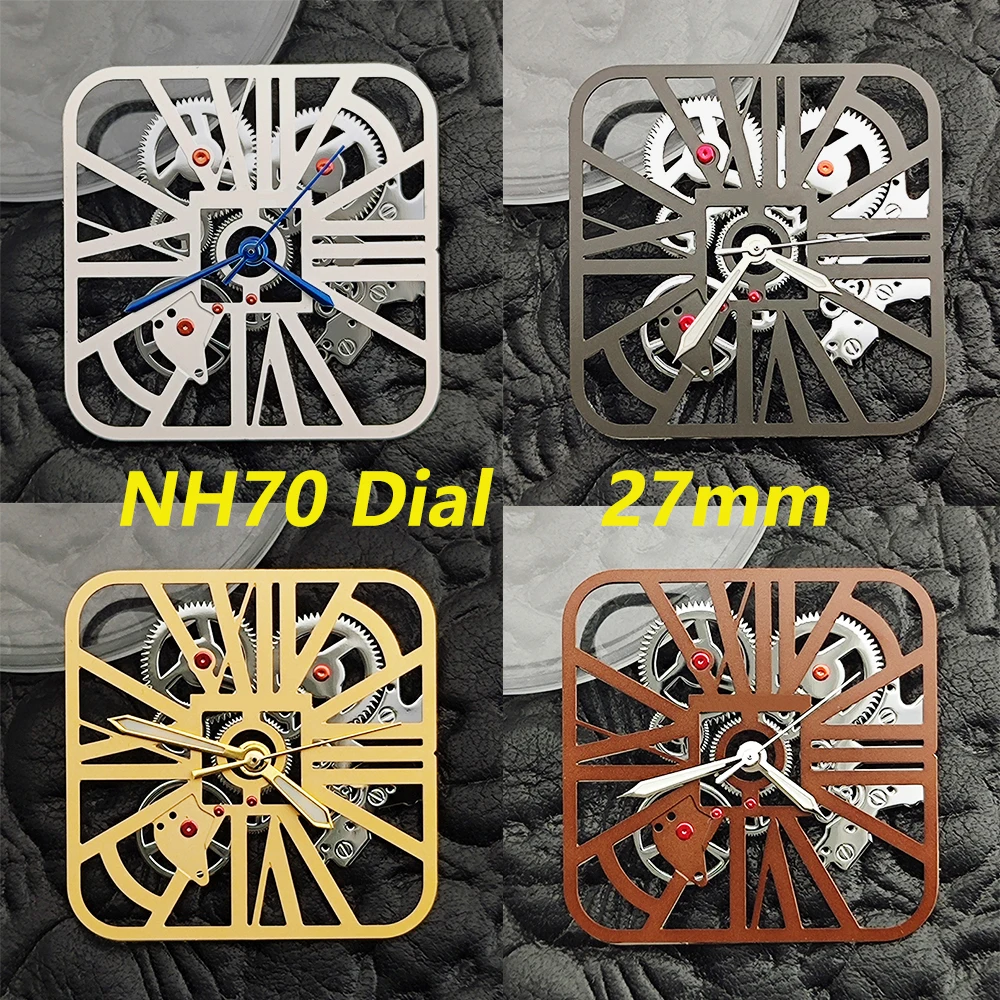 NH70 Hollowed out dial 27mm square dial suitable for NH70 movement customized logo dial
