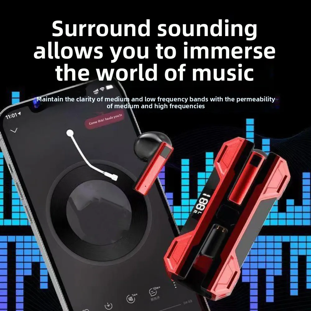 

Mech Wireless Bluetooth Earphone Stereo Noise Canceling Wireless Earphones Cool Metal Style Ergonomic Gaming Earbuds