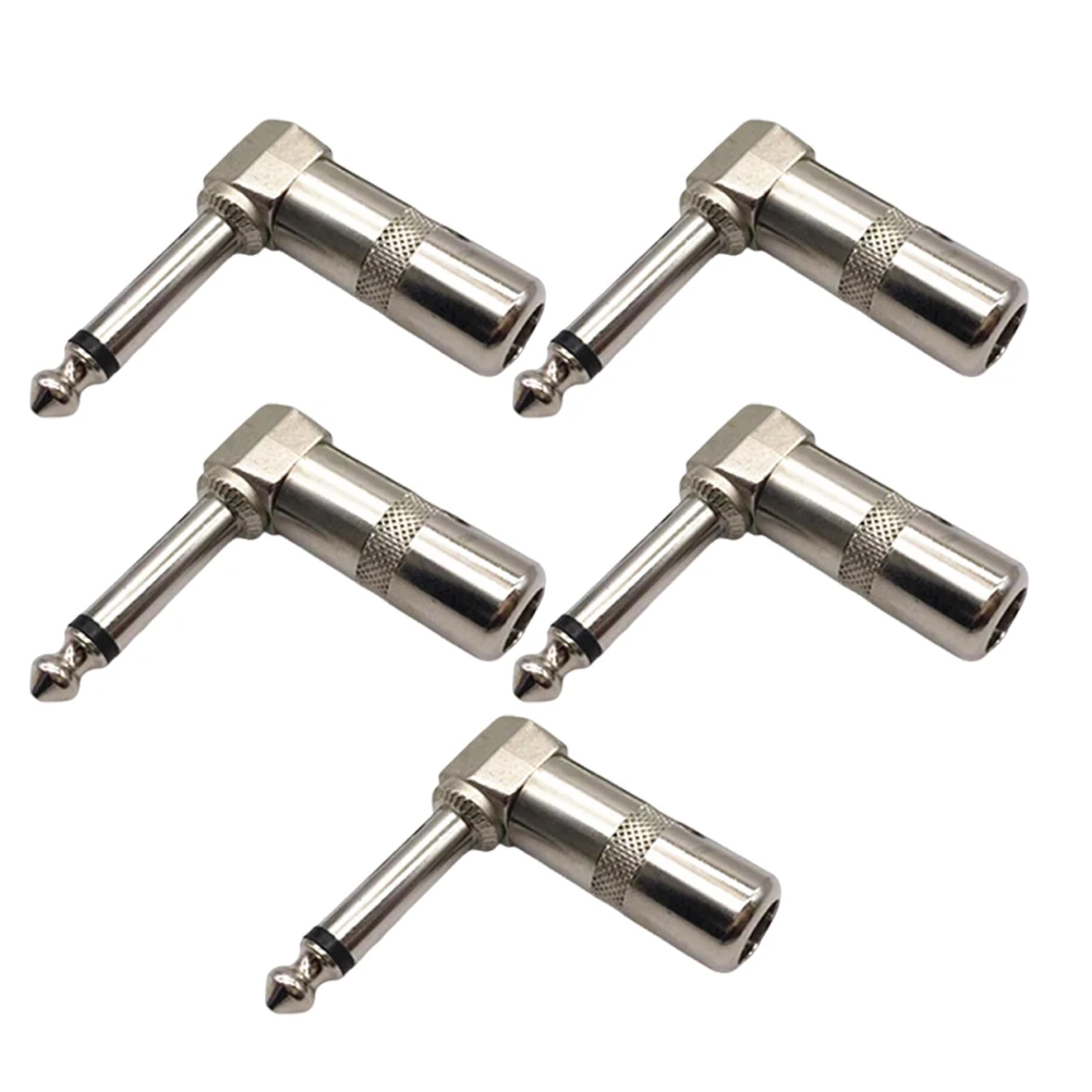 

5 Pcs Elbow Audio Connector Guitar Zinc Alloy Cable Adapters 90 Degree Accessories