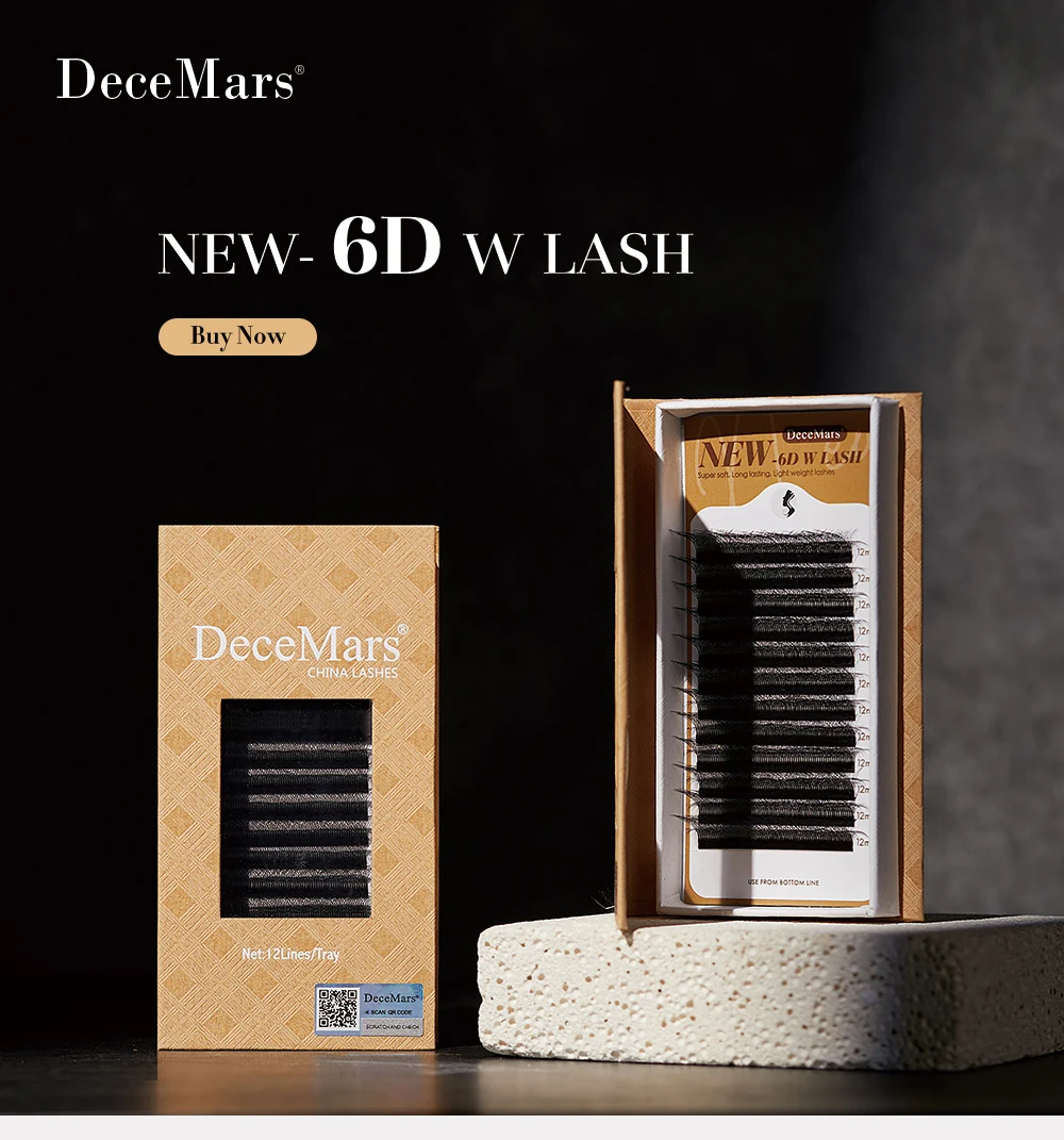 DeceMars New 6D-W Shaped Eyelash Extensions Premade Volume Fans Black Soft Light Natural Individual Lashes Curl C D DD  Makeup