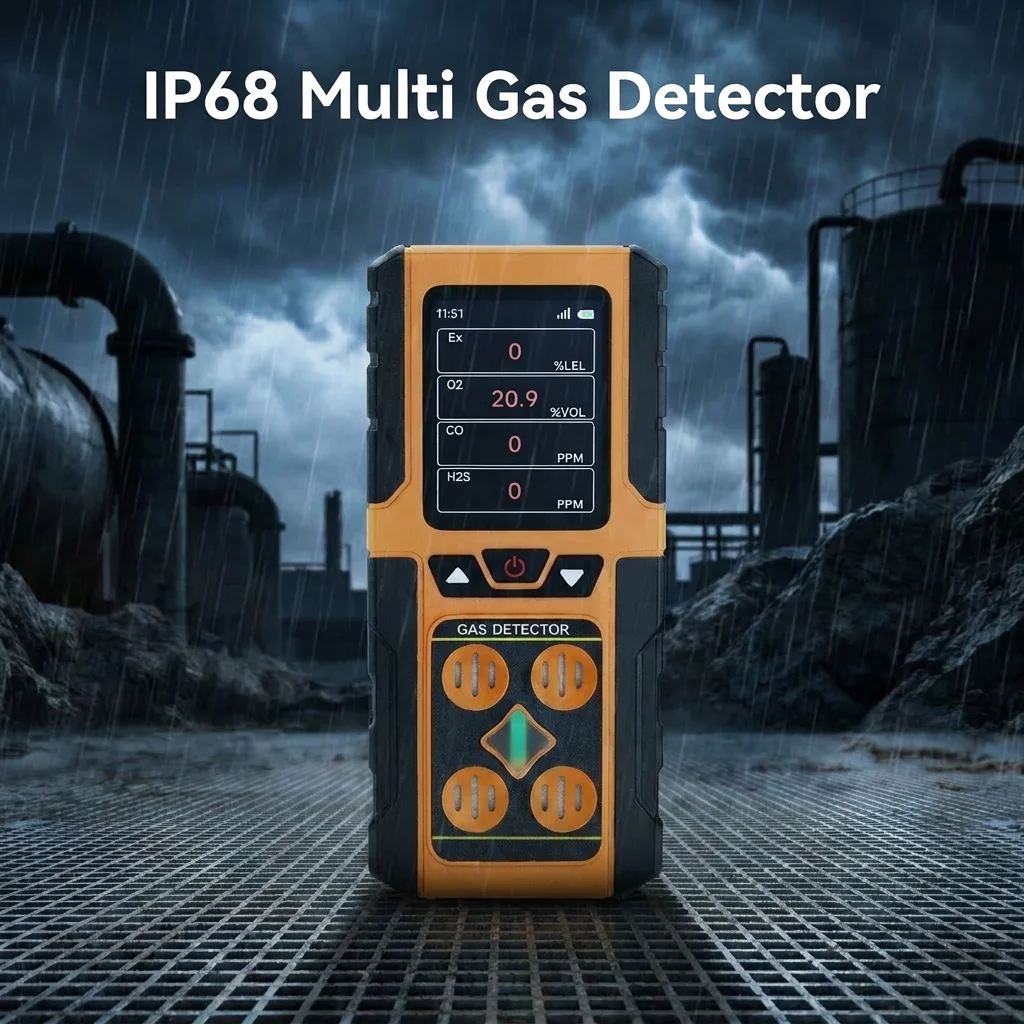 Rechargeable Portable 4 Gas Detector IP65 Gas Monitor LCD Display Portable Gas Alarm Detector