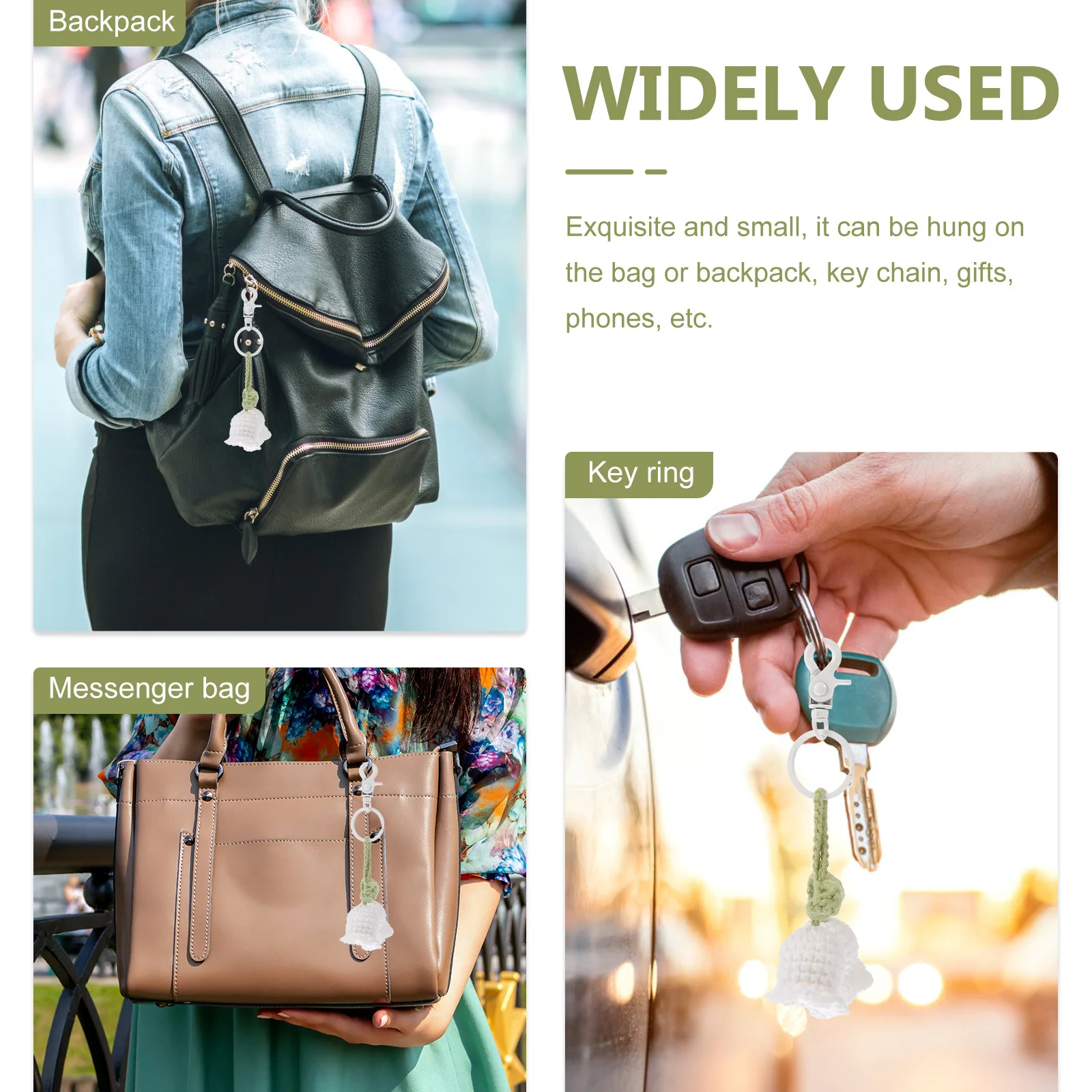 

1Pcs Handmade Knitted Flower Pendant Exquisite Small Key Chain for Phone Bag Key Ring Decoration Lovely Gift Idea