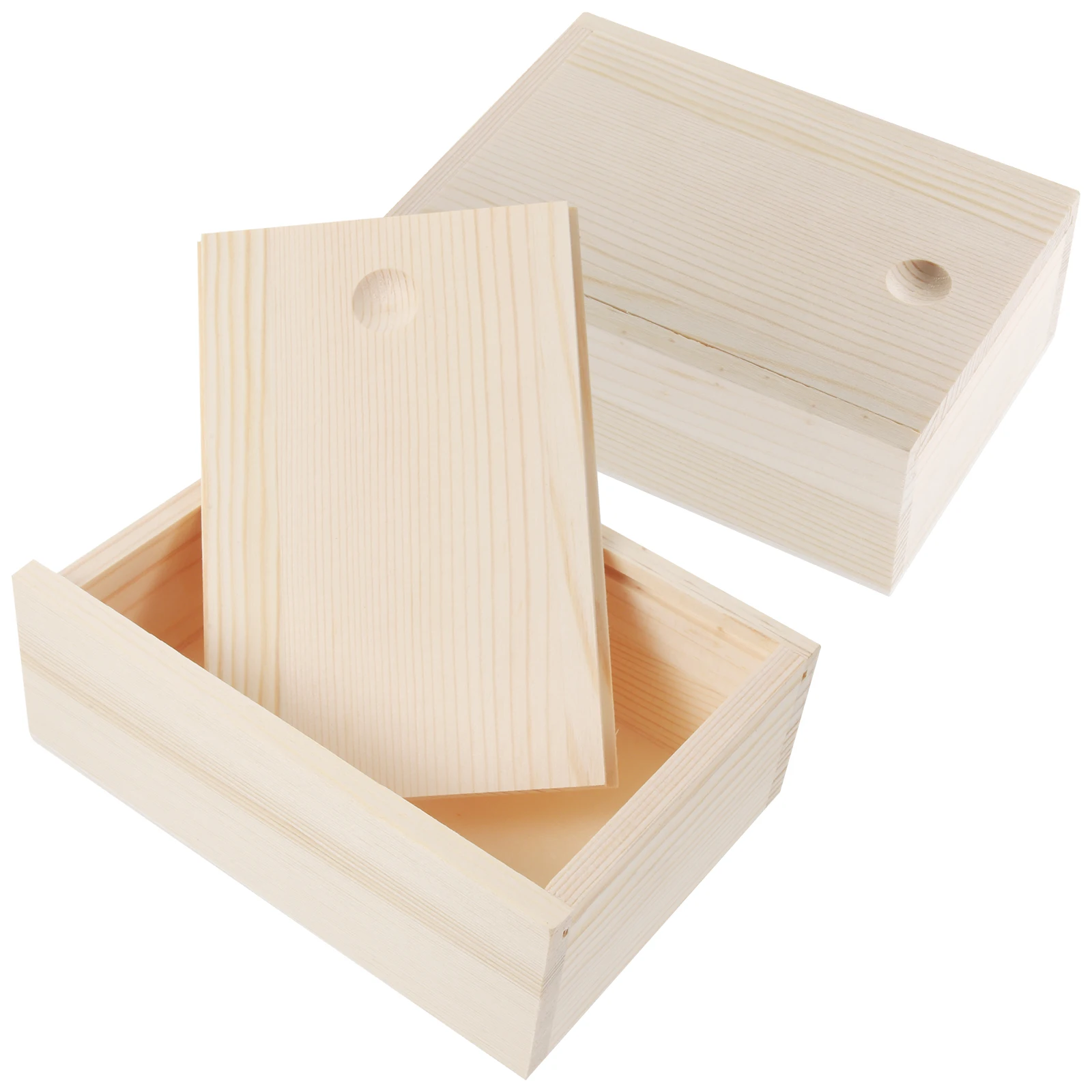 

2 Pcs Wooden Storage Boxes Jewelry Case Decorative Container Vintage Gift Box For Earrings Rings Watches Diamonds Souvenir Box