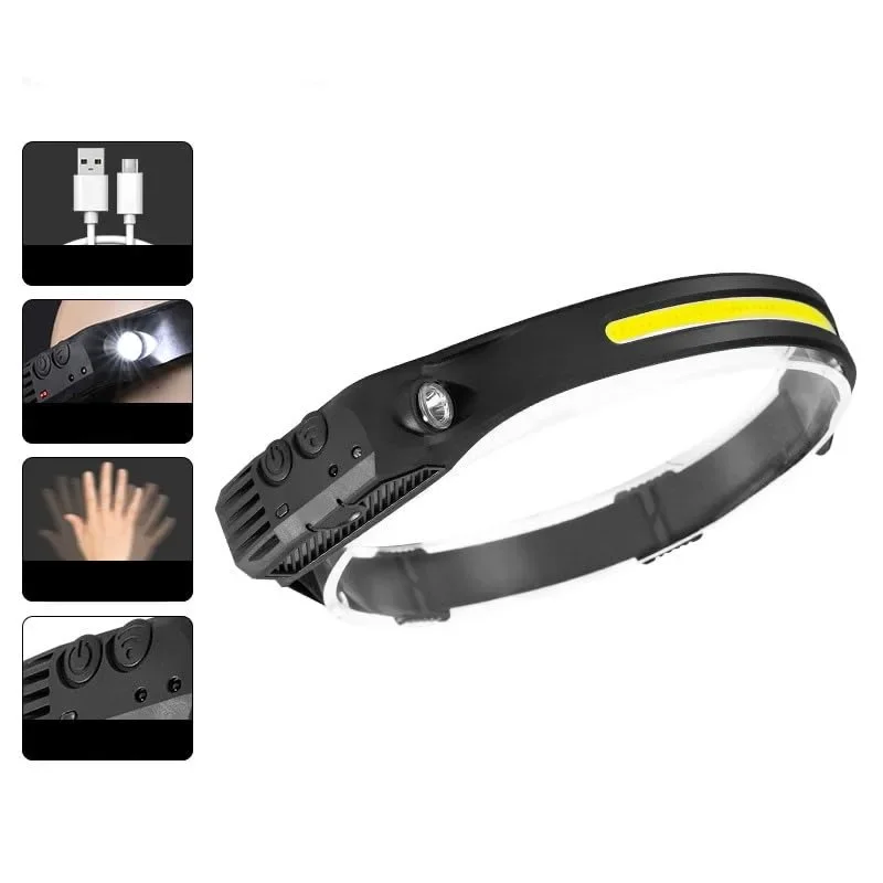1/5/10Pack Headlamp USB Rechargeable LED Sensor Light Head Flashlight Search Light Head Camping Search Light for Sports Fishing