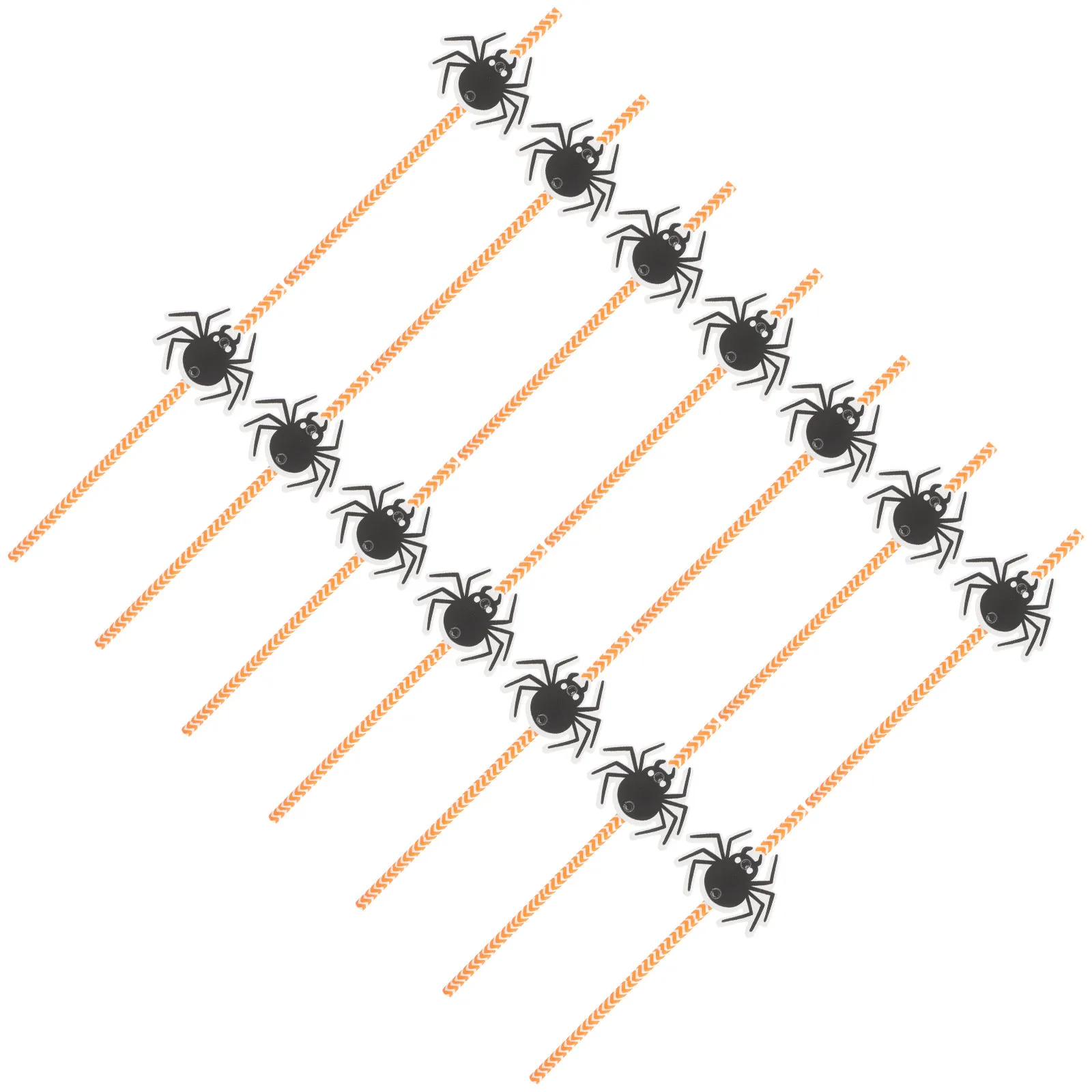 24Pcs Halloween Themed Paper Straws Spider Design Drinking Straws for Parties Beverages Cake Decor Photo Props Safe Smooth