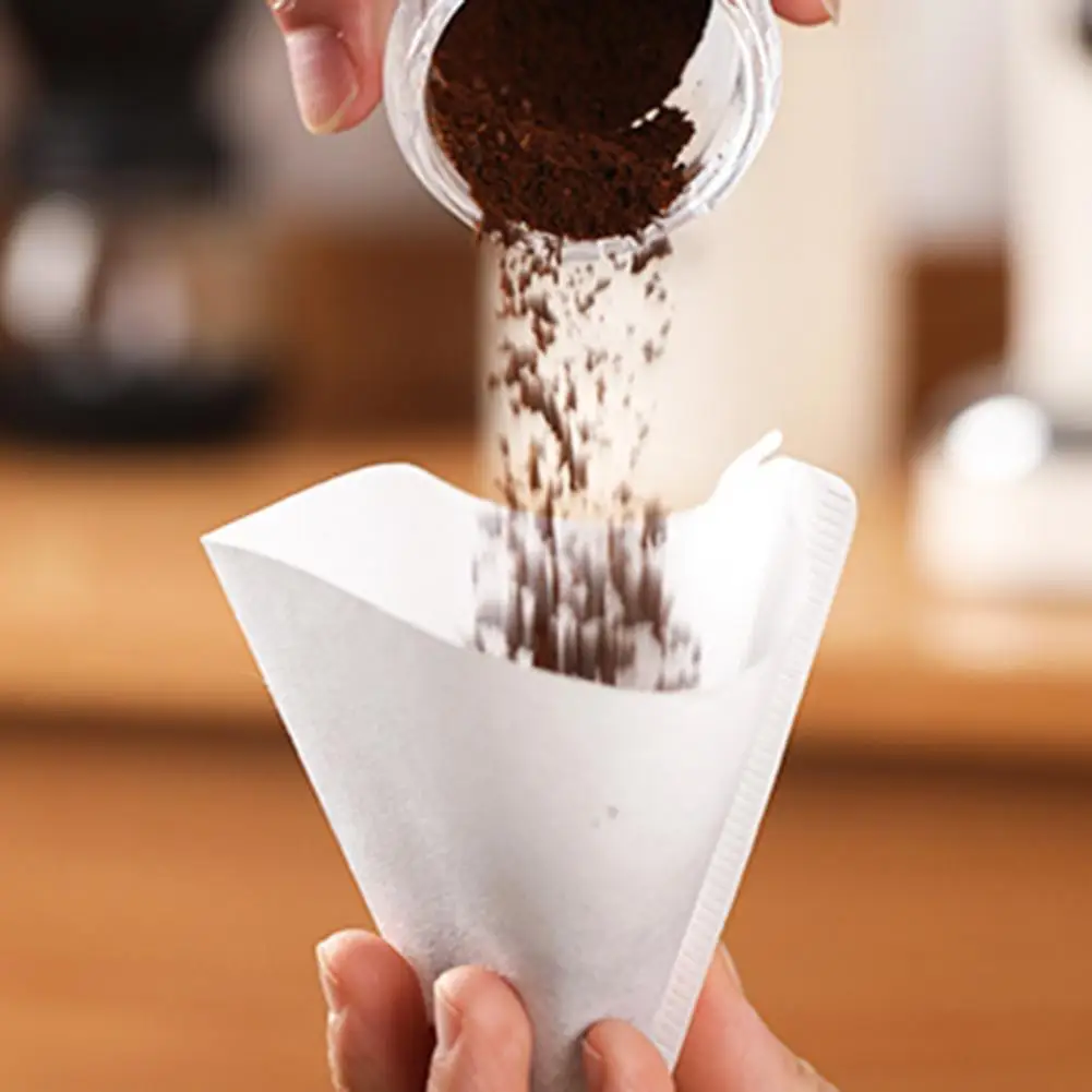 Coffee Dripper Convenient Paper Disposable Hand Dripping Coffee Filter Cup White/Wooden Color Coffee Filter Cup for Cafe