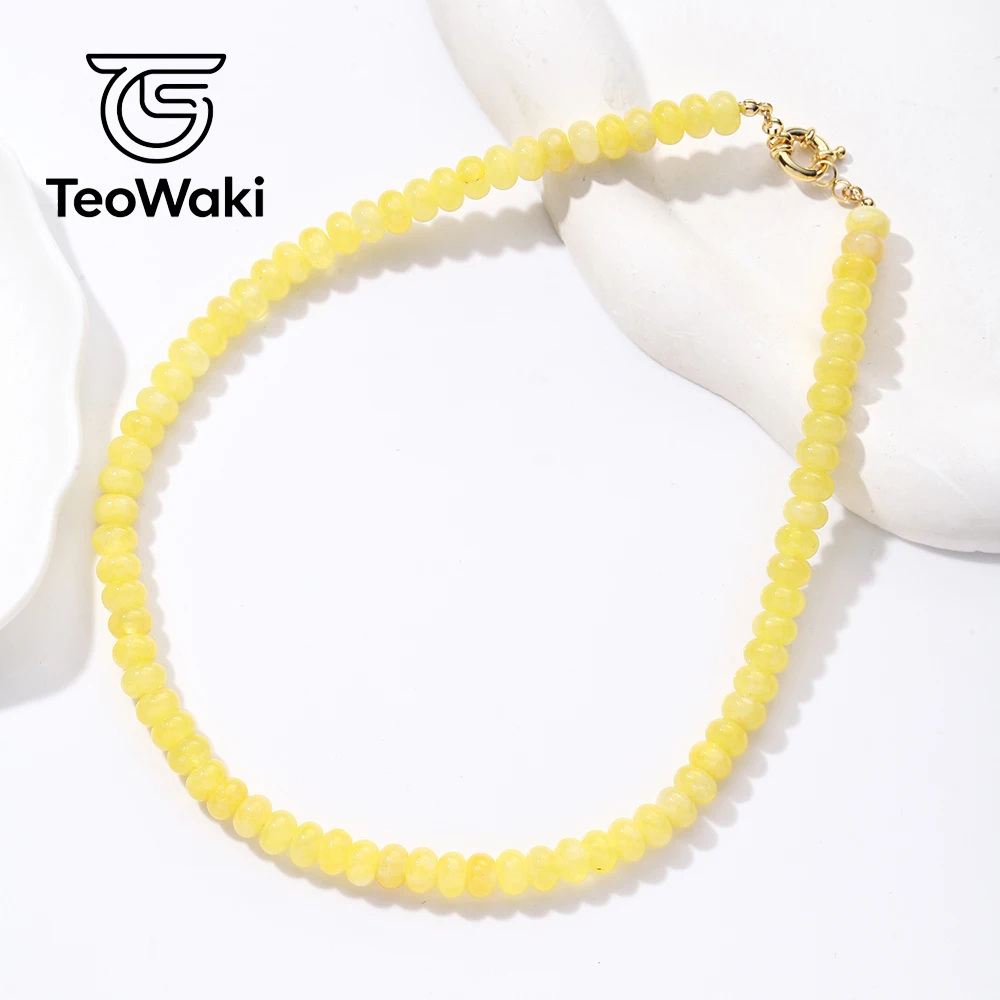TeoWaki Granat-Jade-Abakus-Perlen-Halskette, Naturstein-Halskette, verstellbarer Handschmuck, Damen-Halskette für den täglichen Gebrauch, 40 + 5 cm – Detail 10