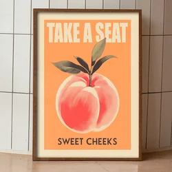 1PC Take a Seat Sweet Cheeks Posters Canvas Painting Pink Peach Pictures and Prints Wall Art for Home Bedroom Decor Frameless