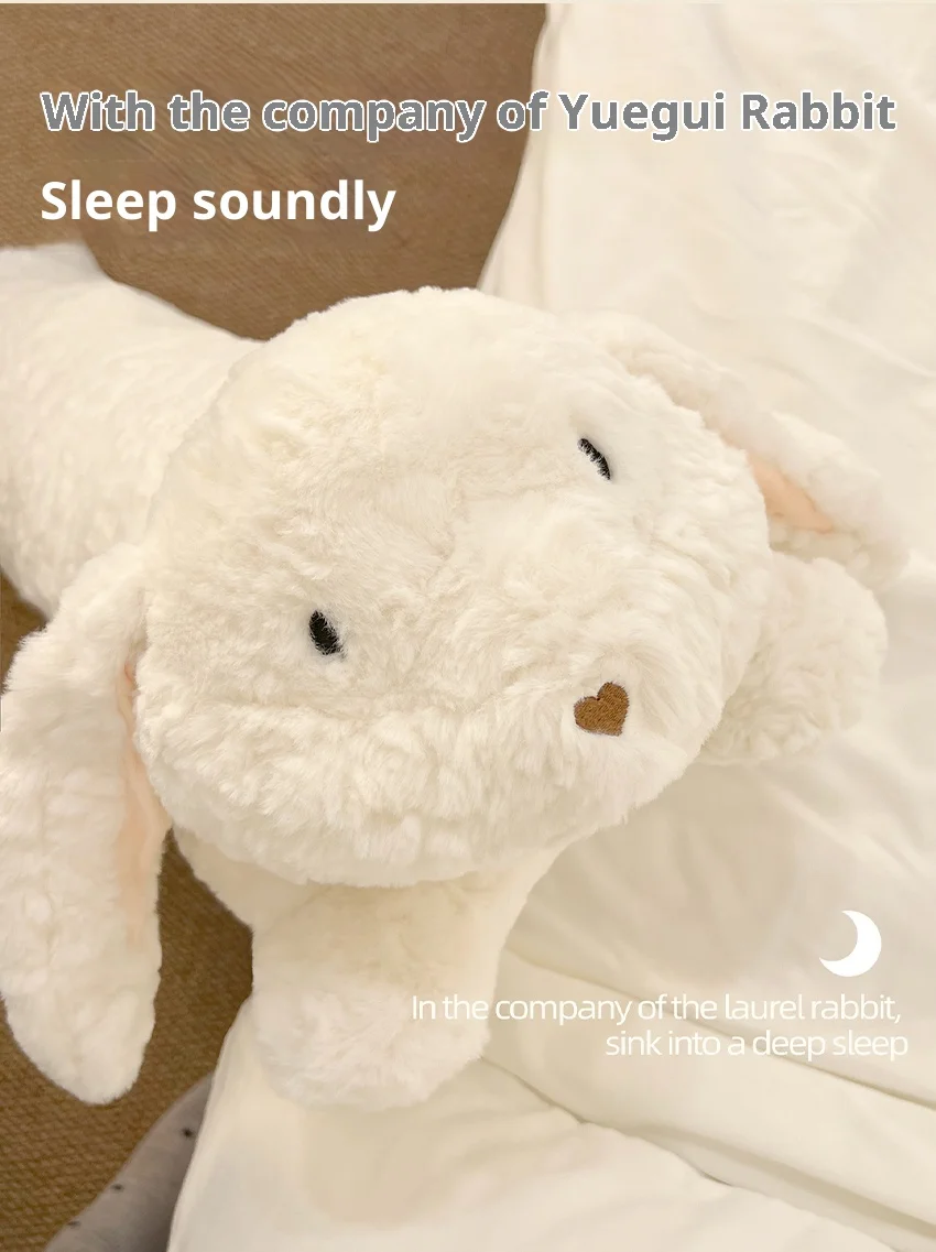 وسادة حيوانات محشوة طويلة - تصميم رائع للقطط الزرقاء والأرنب، دمية قطيفة قابلة للغسل في الغسالة لرفيق راحة سرير الأريكة #2