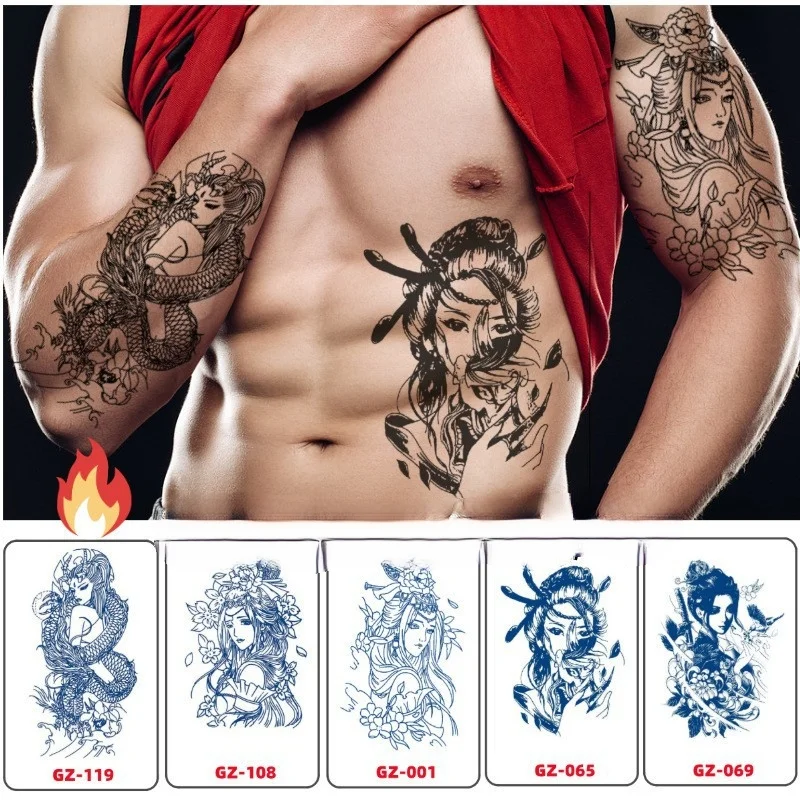 11x18cm Tattoo Sticker Waterproof Tattoos Geometry One Unit Half Manual None Temporary Tattoos Nail Stickers The Price Of