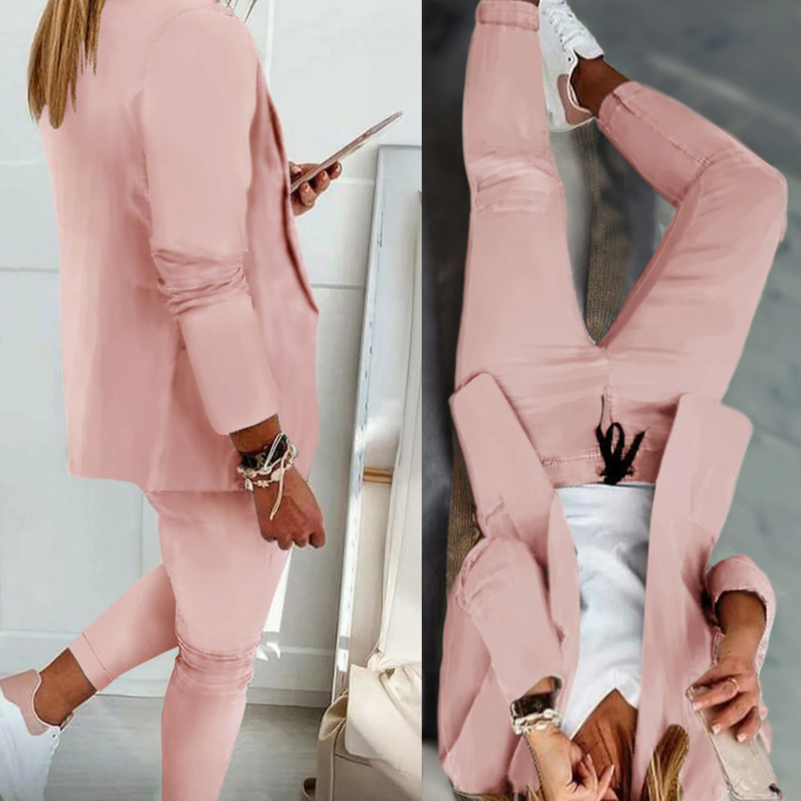 

2025 Новый однотонный комплект для отдыха в Европе и Америке, модный комплект для отдыха, костюм и комплект женской одежды