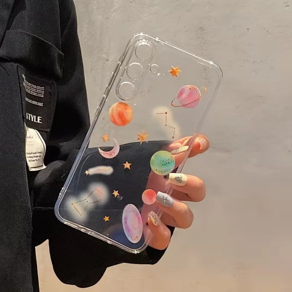 Starry Sky Universe Clear Phone Case For Samsung Galaxy A73 A72 A71 A70 A56 A55 A54 A53 A52 A51 A50 A42 A36 S 4G 5G Slim Cover