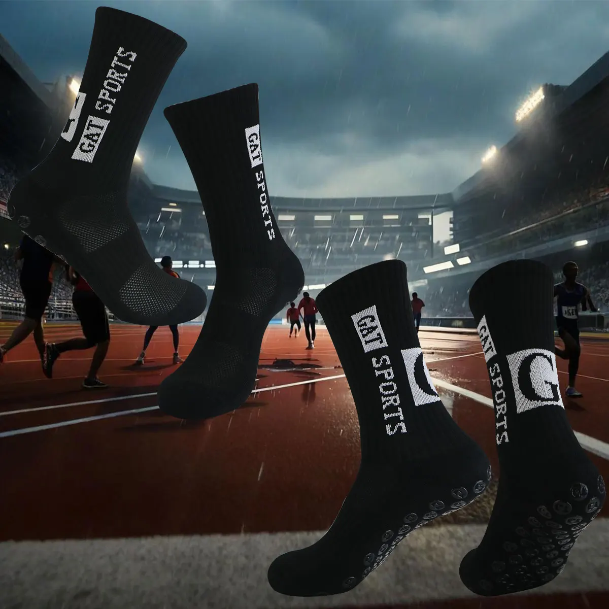 2 pairs of 2025 new football socks with anti slip tape adhesive, which athletes love to wear