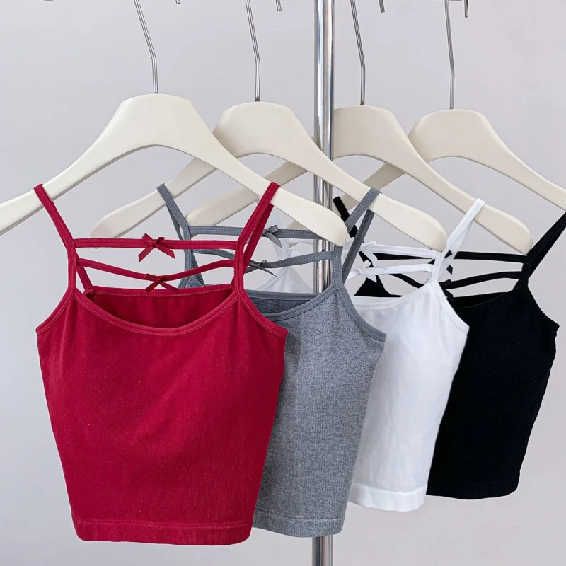 Underwear Sling Beautiful Back Vest with Chest Pad Wrapped Chest Outer Wear Bottoming Short Tube Top for Women