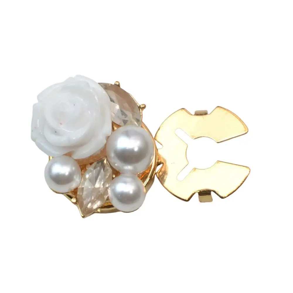 1PC Rhinestone Pearl Flower Button Covers DIY Accessories Golden Base Flower Cufflinksble Handwoven Alloy