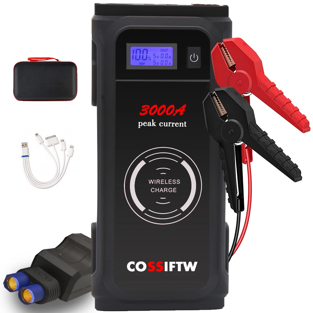 

COSSIFTW 3000A Jump Starter with Wireless Charging Emergency Vehicle Tools Power Bank Battery Starting Device Car Booster