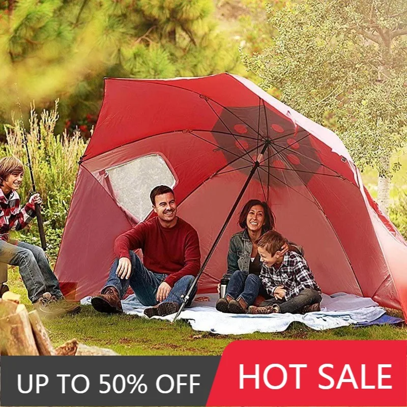 Outdoor Portable Sunshade Umbrella Beach Tent With Window Fishing Beach Umbrella Windproof Foldable Travel Umbrellas Sunscreen