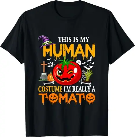 Lustiges Scherz-Kostüm „Ich bin wirklich eine Tomate“ Halloween-Lebensmittel-T-Shirt Y2k Witz Sarkastisches Persönlichkeits-Sprüch-T-Shirt Weiches Baumwoll-Outfit – Detail 15