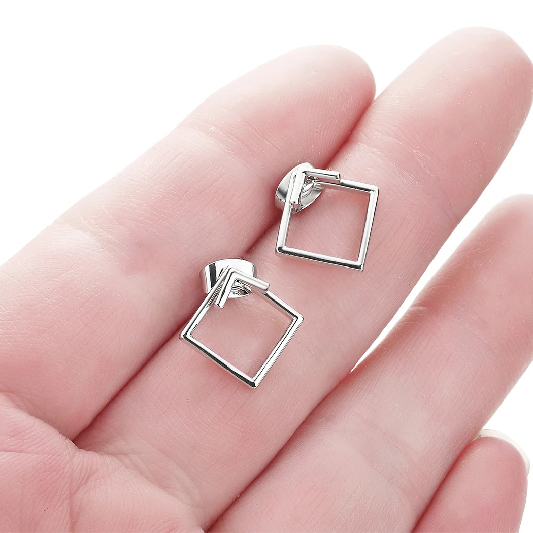 CHENGXUN Dainty Square Ear Jackets Earrings For Women Girls Geometric Charm Chain Stud Earrings Female Party Statement Jewelry