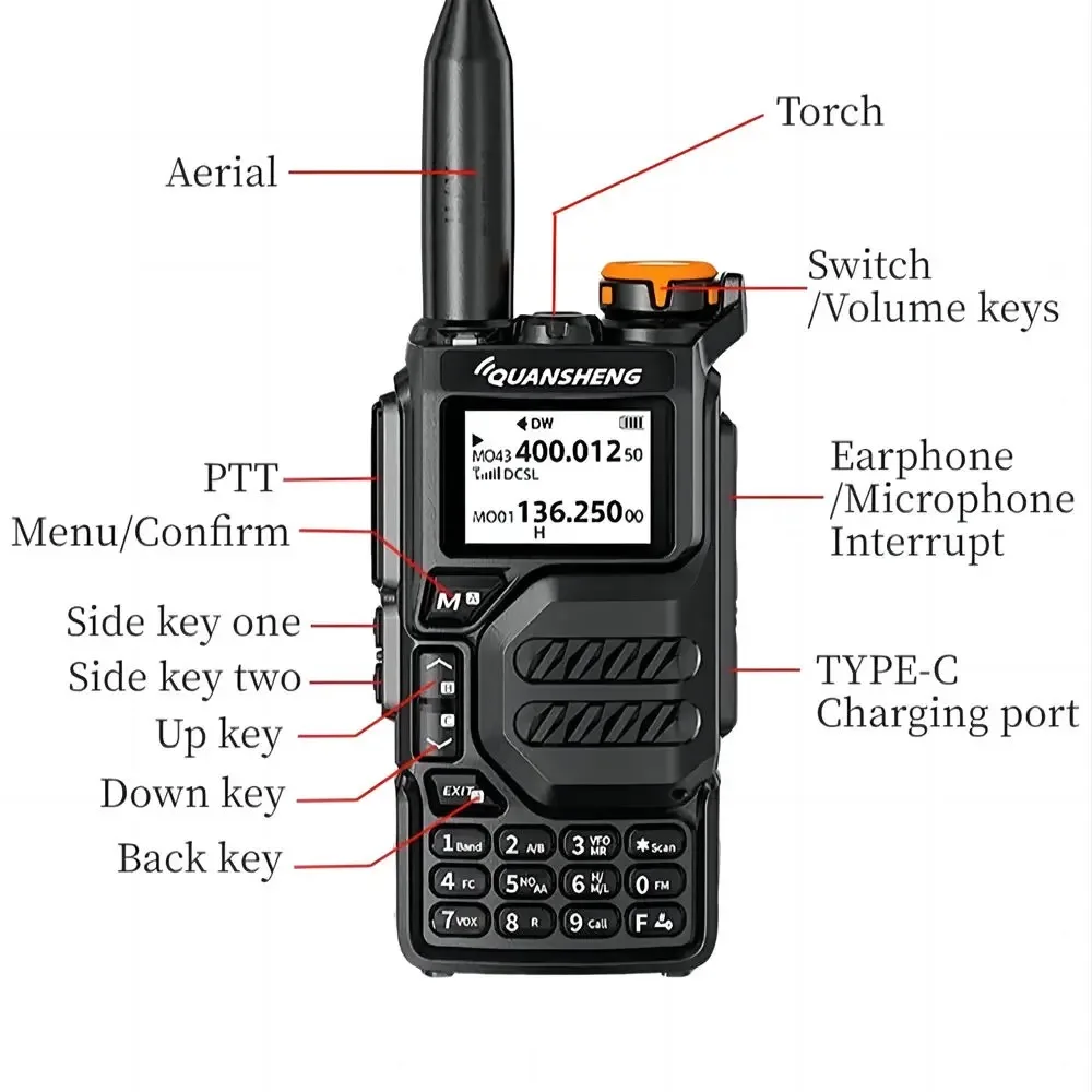 Quansheng UVK5 UV-K5 full band 50-600MHz long range quansheng k5 Type-c walkie talkie two way radio ham radio amateur radio