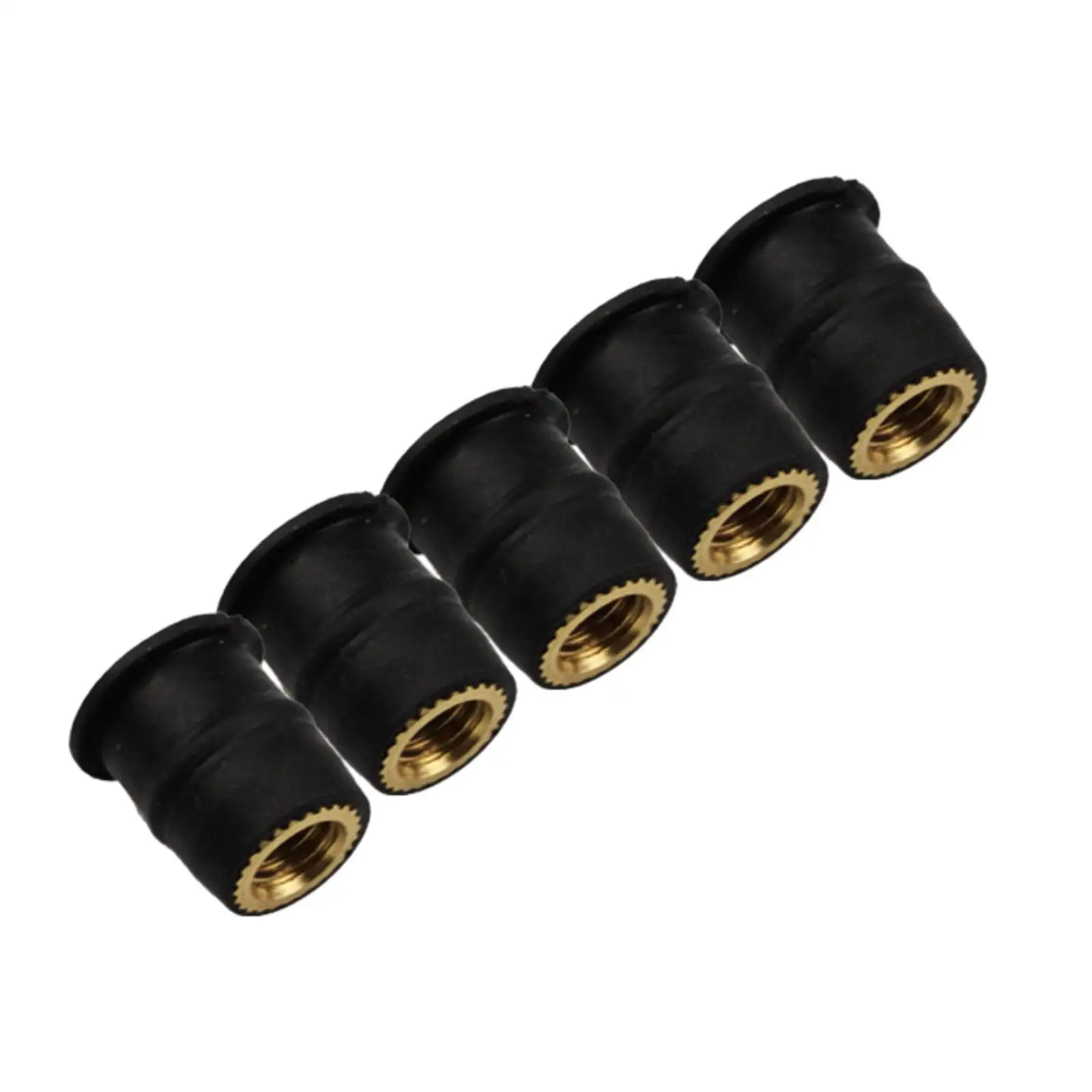 5 Pieces Well Nut Motorcycle Windshield Nut Fairing Fastener Rubber Nut Brass Insert rubber and suitable for motorcycle