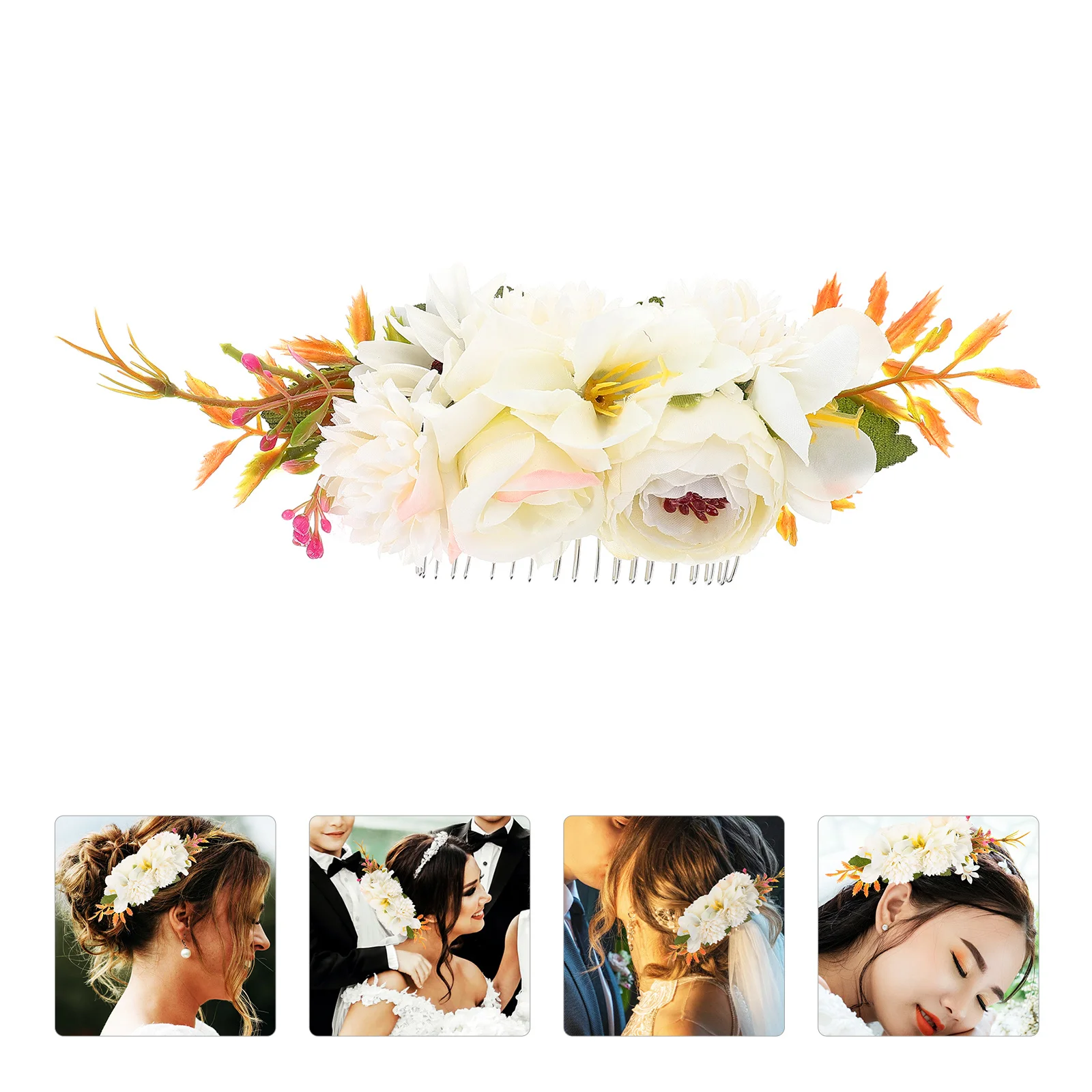 

Exquisite Flower Elements Hair Comb Bridal Headdress Romantic Design Sparkling Bride Hair Ornament for Wedding Prom Birthday