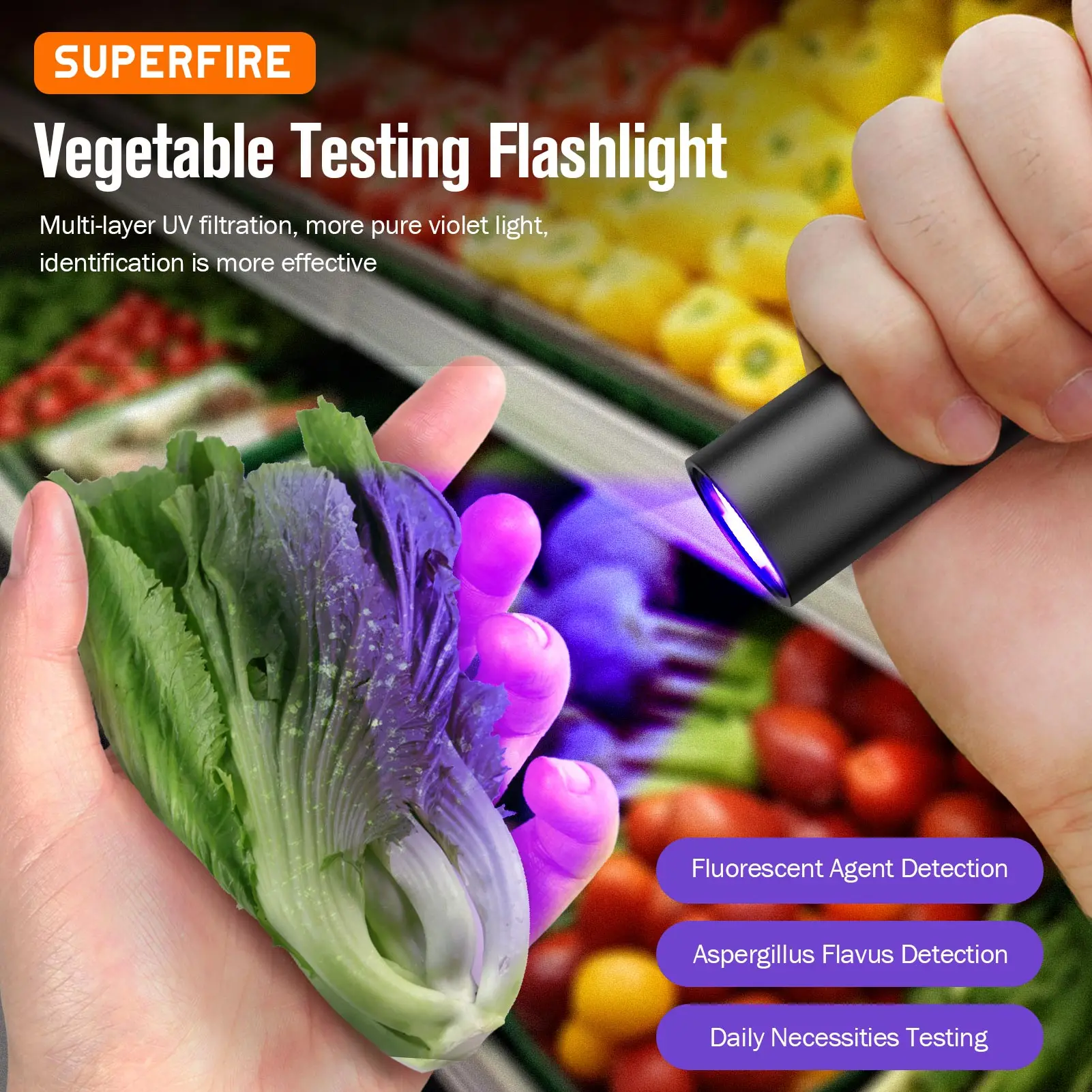 SUPERFIRE S11-H UV Flashlight 365/395nm Portable Mini Ultraviolet Torch Violet Light Pet Urine Scorpion UV Lamp Detector Tools
