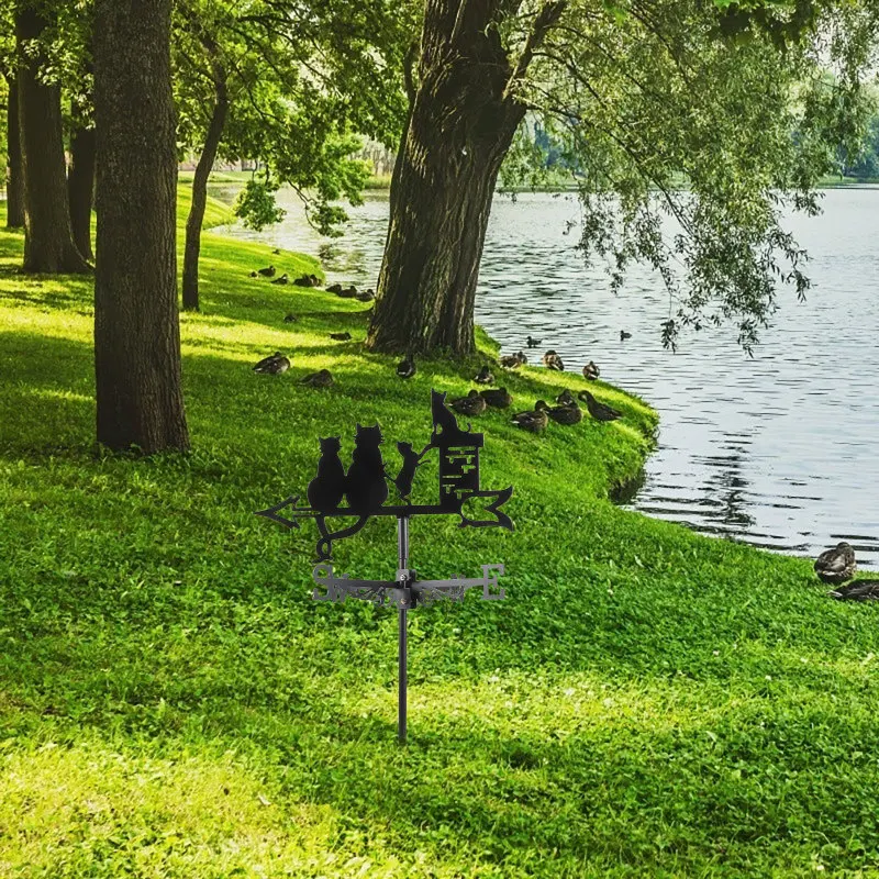 Veleta de Metal con ratón para decoración al aire libre, arte de techo de jardín, barandilla de granja, accesorios para festivales, familia de gatos, nueva moda