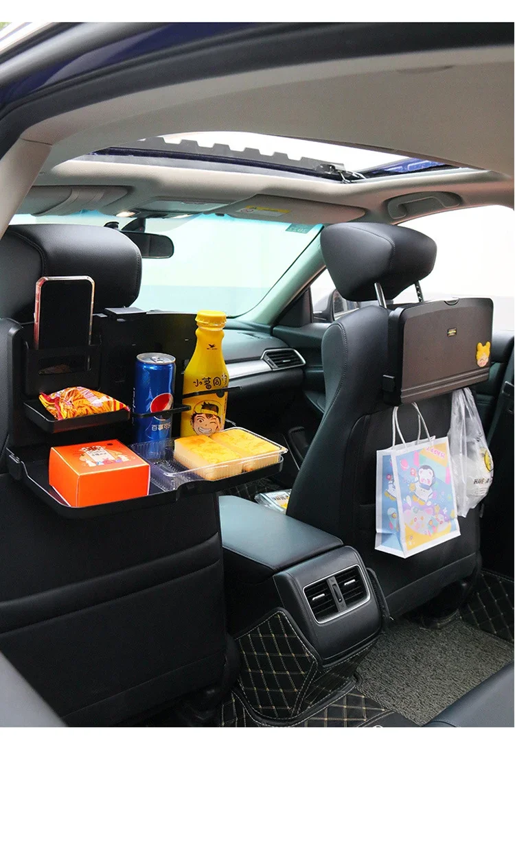Tragbarer Auto Esstisch klappbare Lebensmittel becher Tablett Auto Innenraum Lager regal Rücksitz Tasse halten Multifunktion sauto Autoteile – Detail 14