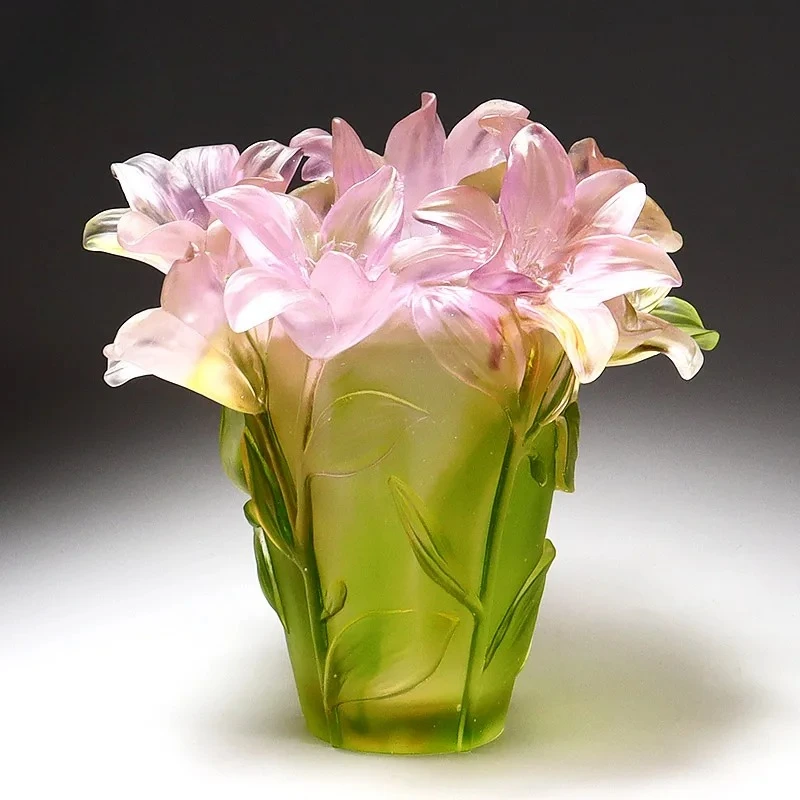 Glazed Art Lily Vase Ornament Living Room Flower Arrangement Entrance Dining Table Light Luxury Decoration
