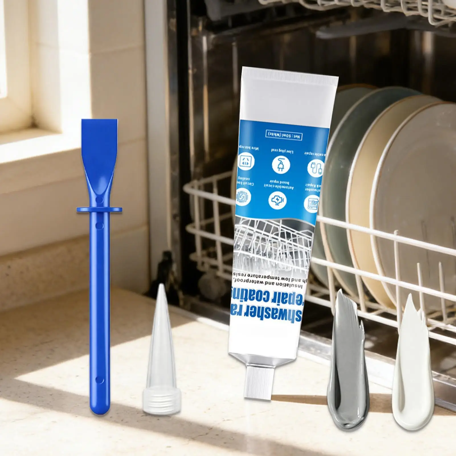 Dishwasher Rack Repair Coating 50ml Coating Long-Lasting Gel Dishwasher Rack Repair Gel for Home Ovens Frying