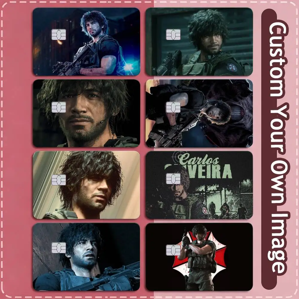R-Resident E-Evil Carlos Oliveira  Credit Card HD Stickers Small Chip Waterproof Sticker Game Card Decal Gift