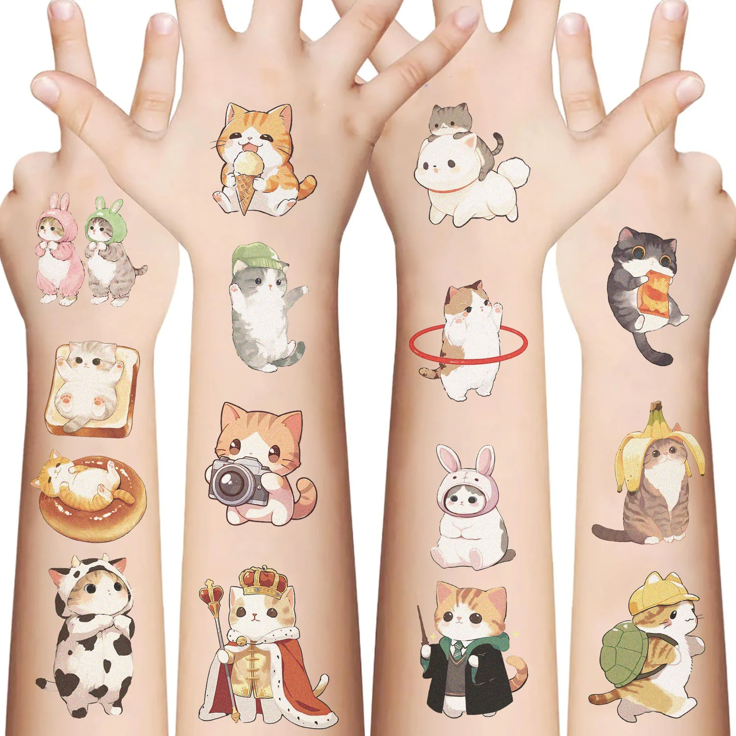 10-50pcs Kawaii Cat Cat Tattoo Stickers Cute Cartoon Animal Temporary Waterproof Tattoos Sticker Birthday party Toy