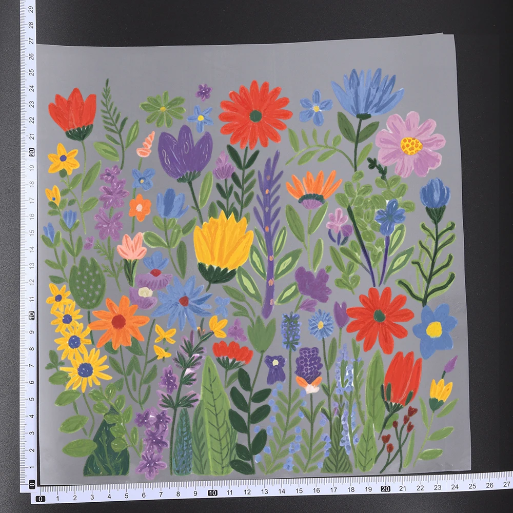 25CM Cartoon Summer Brilliant Wildflower Heat Transfer Patches For Clothes DIY A-Level Washable Shirt Iron-on Thermal Sticker