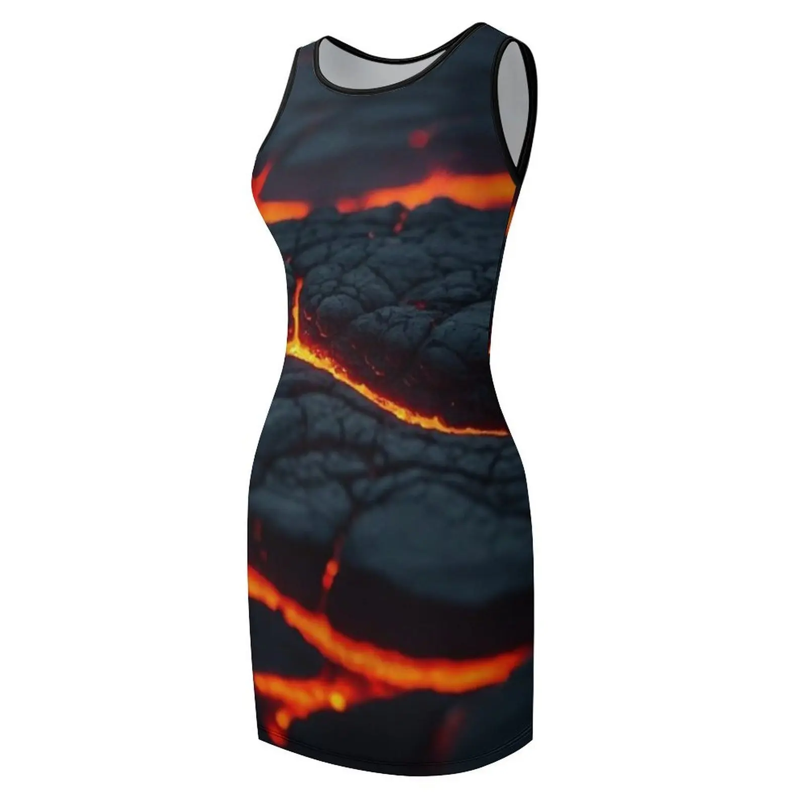 Fogo mágico-roio de lava perto sem mangas vestido de verão vestidos de moda feminina vestidos de casamento para mulher vestido de aniversário