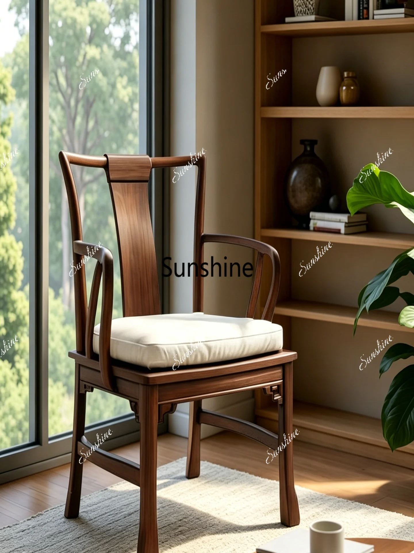 Solid wood home living room back chair master tea chair