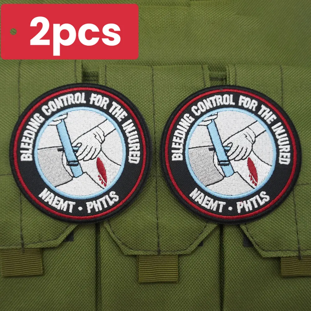Bleeding Control For The Injured,NAEMT PHTLS Embroidered Tactical Medical Hook and Loop for Backpack Jacket Hat